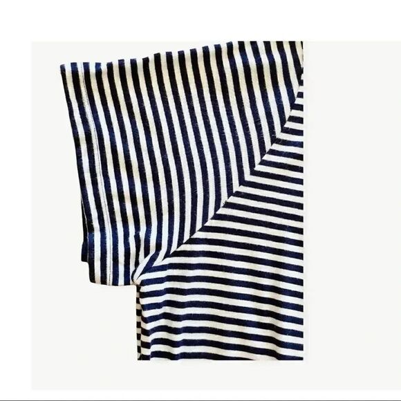 H& M Basic Cotton Box-Cut Navy White Stripped Cropped Womens Tee SZ L - Picture 3 of 3